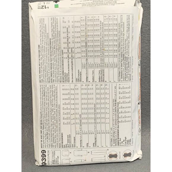 Simplicity 9399 Womens Sewing Pattern Jacket Skirts Pants Shirt Bag Sizes 4-10 - Picture 2 of 2